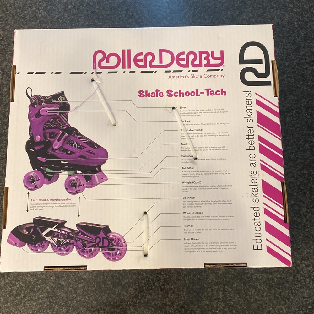 NIB 2 in 1 size 3-6 adjustable inline skates. - Picture 2 of 4